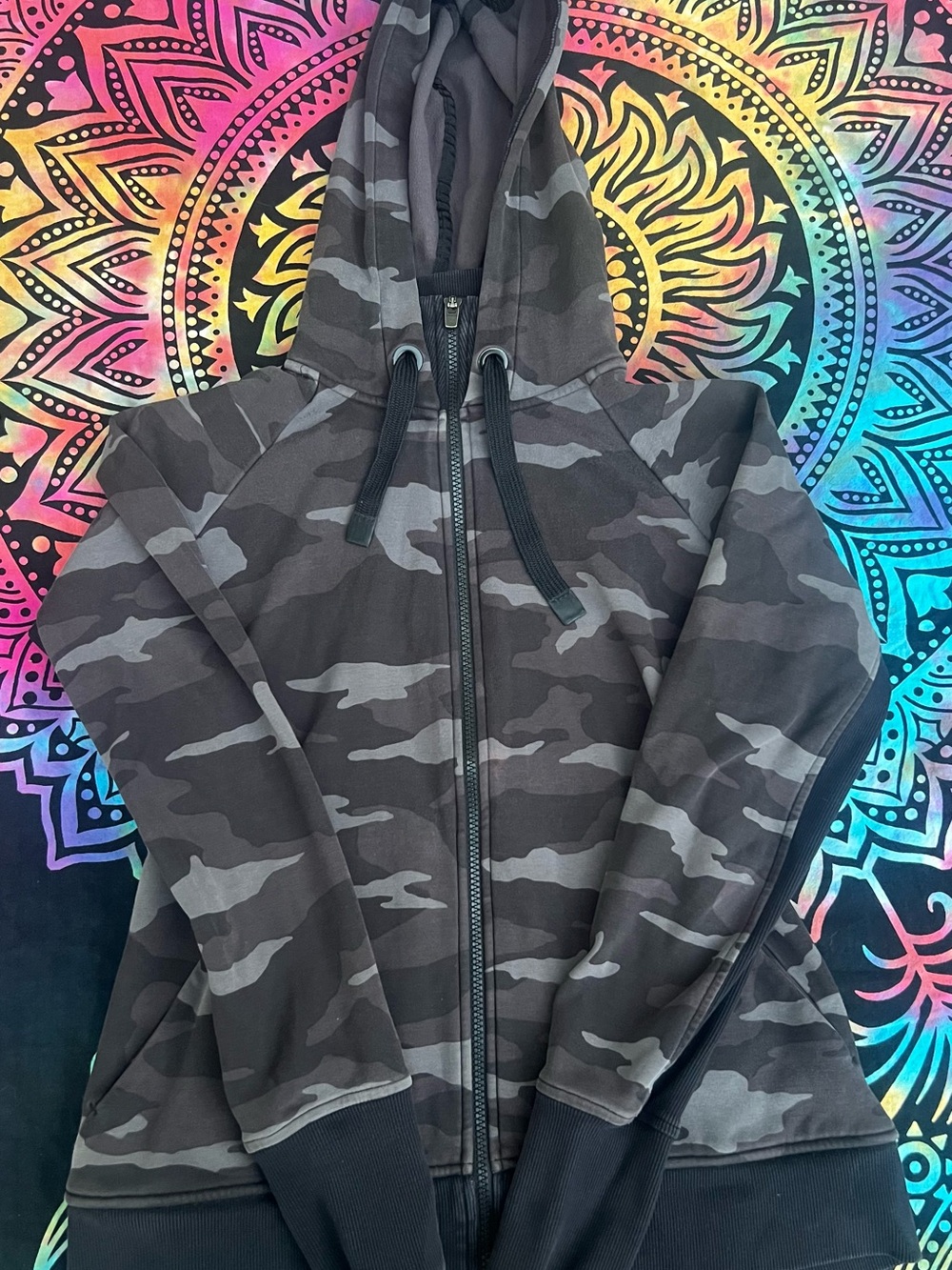 Athleta Black & Gray Camo Zip Hoodie